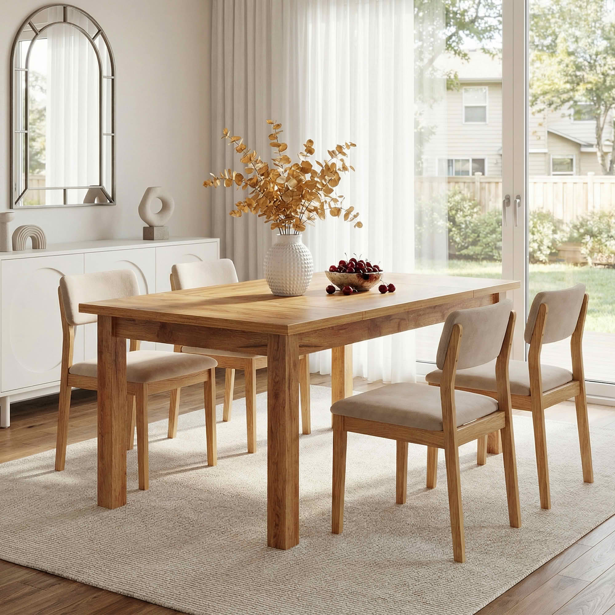 MAYEERTY 70.9 Inch Farmhouse Wood Dining Table, Rectangular Breakfast Table with Ample Legroom for 6 to 8 People