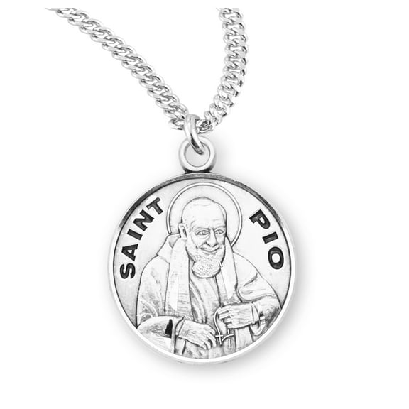 St. Pio Sterling Silver Medal Necklace