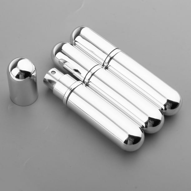 Lots 3 Fine Mist Glass Mini Botella De Spray De 5 Ml, Para Almacenar Algunos De Sus Perfumes / Afeitadores / Removedores De Maquillaje plata brillante