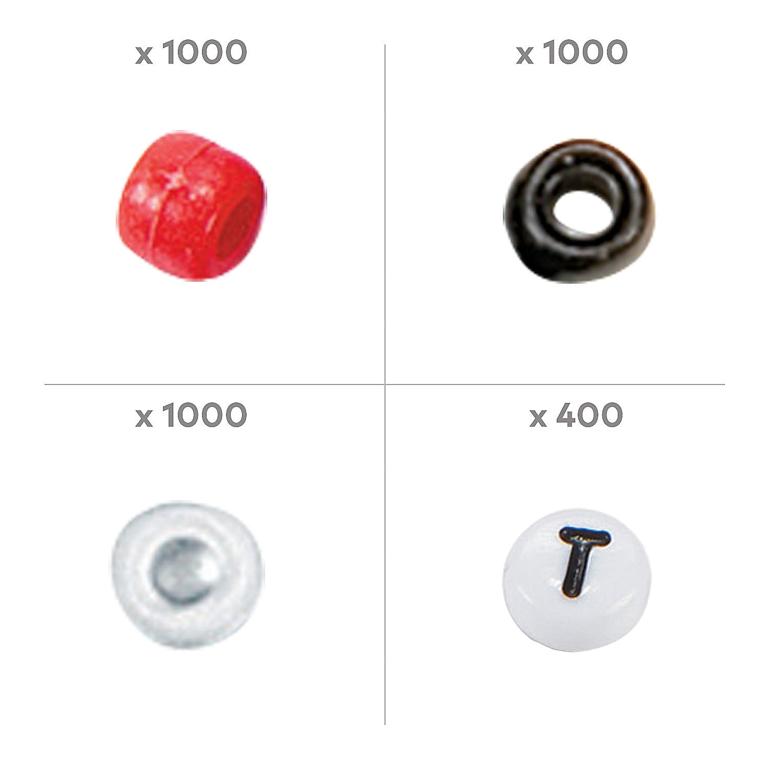 Mega Bulk 3400 Piece Red, White & Black Plastic Bead Assortment Kit