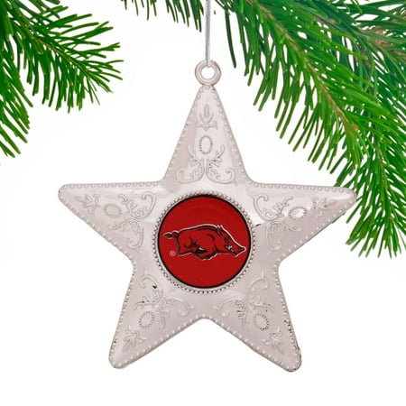 Arkansas Razorbacks Holiday Ornament - Arkansas Razorbacks Star Ornament - Silver - No Size
