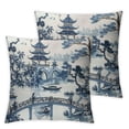 thumbnail image 2 of Acheng Chinoiserie Pillow Cover Blue Landscape Throw Pillow Covers Pillow Covers for Sofa Car Living Room Bedroom Outdoor Home Decor Pillow Cases,2 pcs White, 2 of 6