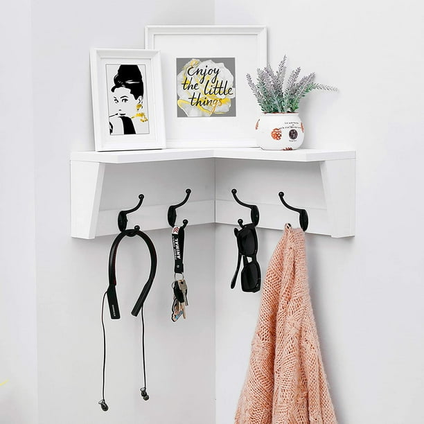 Welland Wall Mounted Corner Shelf With, How To Decorate A Coat Rack Shelf With Hooks