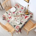 thumbnail image 2 of Beige Christmas Santa and Reindeer Pattern Square Tablecloth,Waterproof Square Table Cover,Wipeable Spillproof Washable Table Cover for Home Kitchen Party Decor 60"x60"(152x152cm), 2 of 6