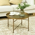 thumbnail image 2 of HOMCOM 24" Round Cafe Table, Gold Hammered Tray Top with Metal Frame, Living Room Center Table, 2 of 6