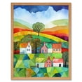 thumbnail image 1 of Rural Landscape Rainbow Countryside Folk Art Watercolour Painting Art Print Framed Poster Wall Decor 12x16 inch, 1 of 5