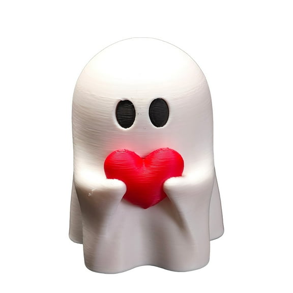 Halloween Ghost Figurine Decor, Cute Heart Ghost Halloween Decorations, Resin Spooky Ghost Statue Decor for Indoor Bedroom & Office Desk