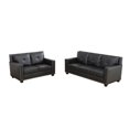 thumbnail image 3 of Aukfa 3-Piece Module Sofa Set for Living Room, 3-Seater Deep Seat Couch, Loveseat, Armchair, Leather, Black, 3 of 11
