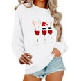 thumbnail image 2 of Ounisa Women Christmas Fleece Sweaters Long Sleeve Crewneck Blouse Pullover Red Wine Glass Graphic Sweatshirts Holiday Graphic Shirts, 2 of 6