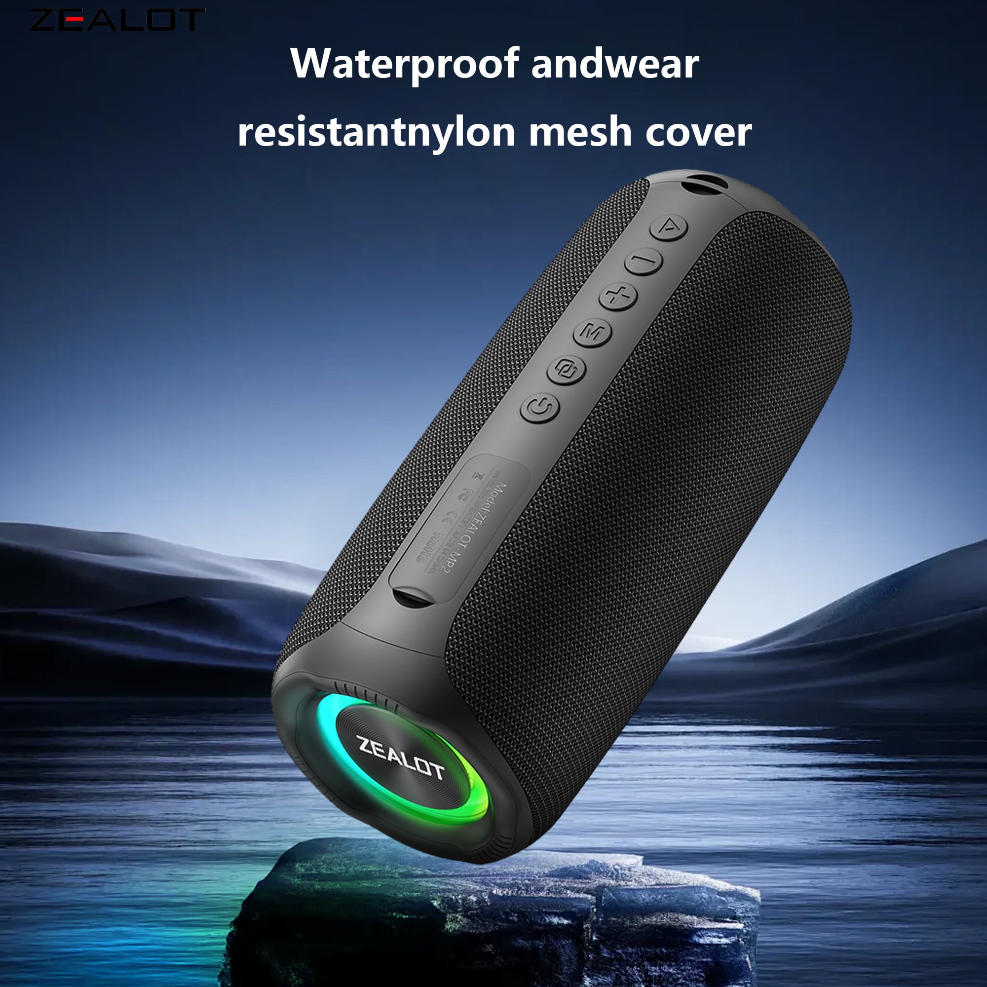 Portable Bluetooth Speaker, Bicycles Speaker, 20W Powerful Sound and Deep Bass, 12H Playtime, Multiple Speaker Pairing for Home, Party and Travel, ZEALOT MP2