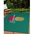 thumbnail image 3 of 4' x 6' Simply Daisy Summer Time Pineapple Tropical Chenille Area Rug, Kelly Green, 3 of 5