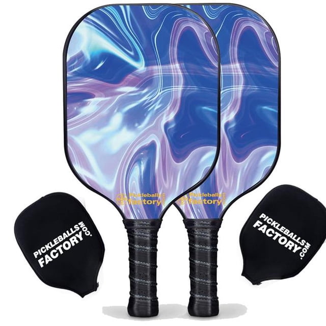 Pickleball Factory PB00031-5-G Pickleball Starter Set - Blue Ripples Usapa Pickleball Paddles, Best Driveway Pickleball Set, Glassfiber Graphite