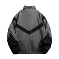 thumbnail image 3 of LODIENY Mens Varsity Jacket Zip Up Color Block Breathable Waterproof Windbreaker Jackets Long Sleeve Stand Neck Relaxed Fit Streetwear Coats with Pockets Gray XXL, 3 of 6