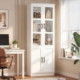 thumbnail image 5 of Homieasy Pantry Storage Cabinet, 79.7'' Tall Freestanding Kitchen Storage Cabinet with Glass Doors and Adjustable Shelves, Off-White, 5 of 7