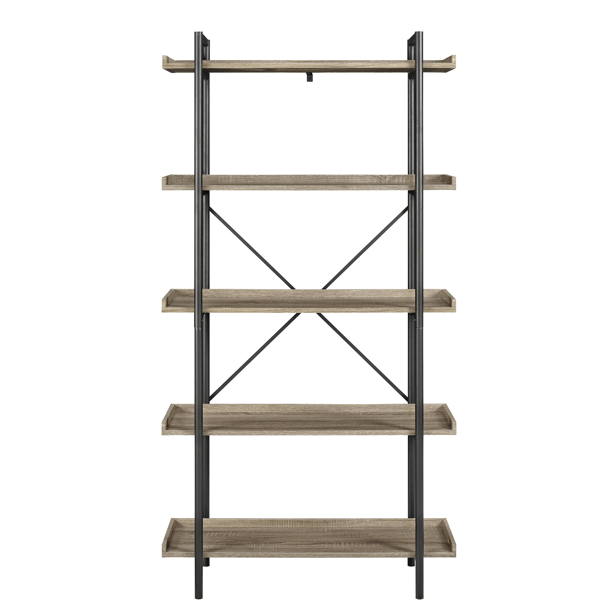 Walker Edison Urban Pipe Rustic Industrial Bookcase, Driftwood