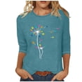 thumbnail image 2 of Teissuly Women's Fashion Printed T-shirt 3/4 Sleeves Blouse Round Neck Casual Tops, 2 of 3