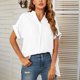 thumbnail image 4 of Blusa de verano con cuello en V para mujer, cómoda, informal, con dobladillo suelto, camisa de manga corta para mujer, 4 of 7