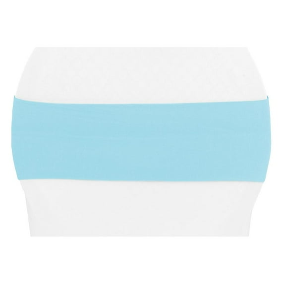 10 Pcs, Spandex Chair Band 5" X 12" - Baby Blue For Baby Showers, Wedding Receptions, Anniversaries, Quinceaneras, Bridal Showers