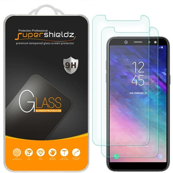 [2-Pack] Supershieldz for Samsung Galaxy A6 (2018) Tempered Glass Screen Protector, Anti-Scratch, Anti-Fingerprint, Bubble Free