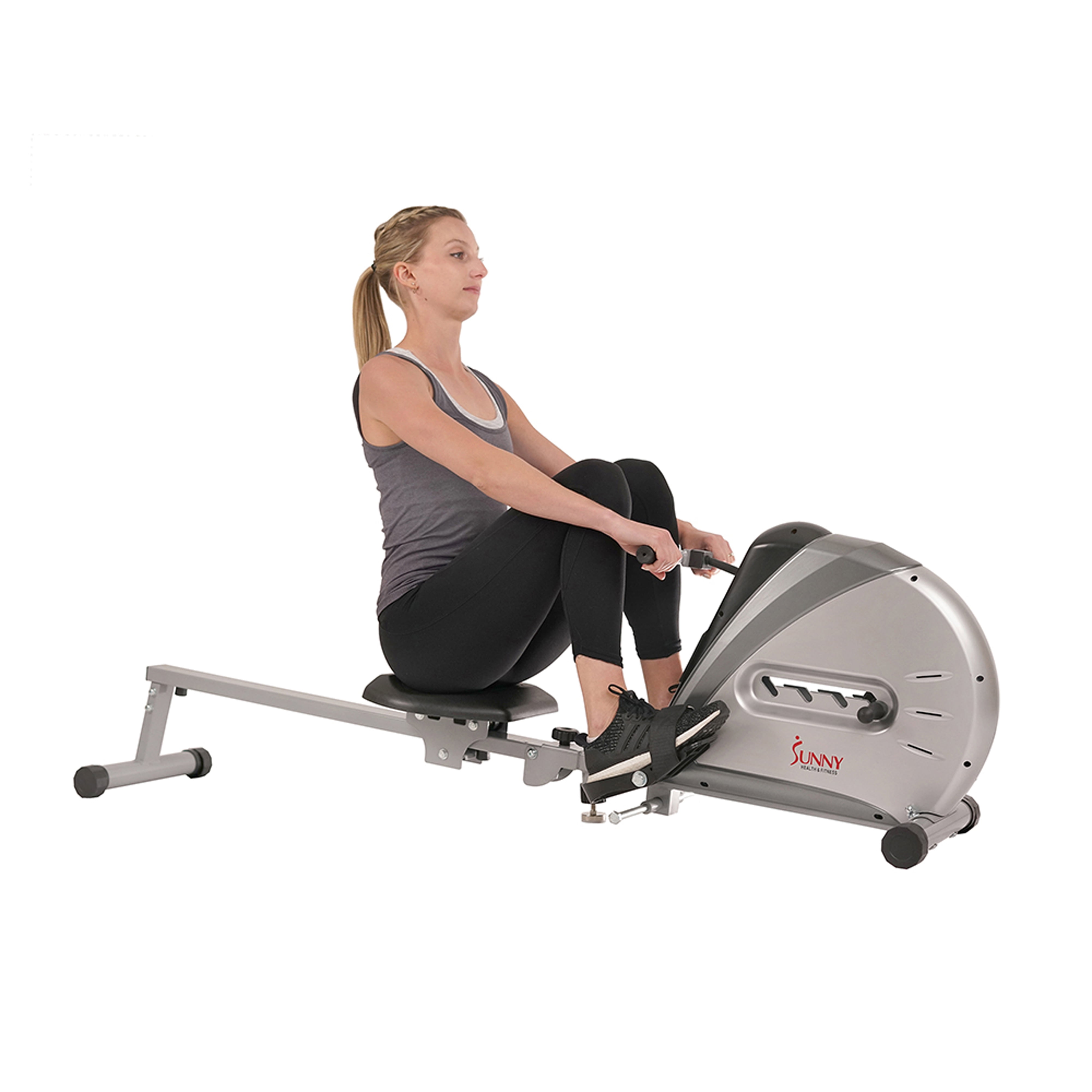 Sunny Health & Fitness Elastic Cord Rowing Machine Rower Full Body Gym Workouts w Free SunnyFit® App Membership SF-RW5606