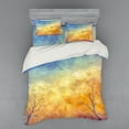 thumbnail image 2 of Ambesonne Nature Bedding Set 3 Pcs, Autumn Trees Gulls Sky, Twin, Blue Marigold Yellow, 2 of 3