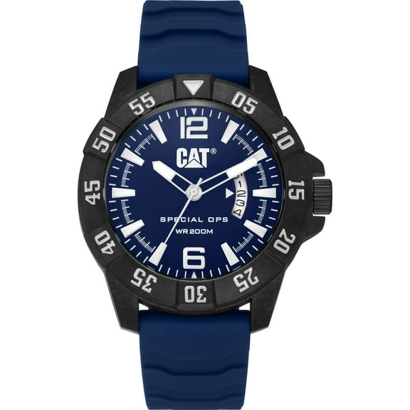 Caterpillar by CAT Men's Wristwatch, Carbon Fiber Case, Silicone Strap, Blue