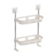 thumbnail image 2 of Portaobjetos de baño montados en la pared | Organizador de 2 niveles para baño o cocina, plástico, negro o blanco, 24 pulgadas x 13 pulgadas | Ahorro de espacio, ganchos para toallas, gran capacidad, 2 of 6
