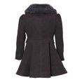 thumbnail image 3 of Cremson Girls’ Wool Blend Princess Winter Dress Pea Coat Jacket Faux Fur Collar - Charcoal (Size 16), 3 of 5