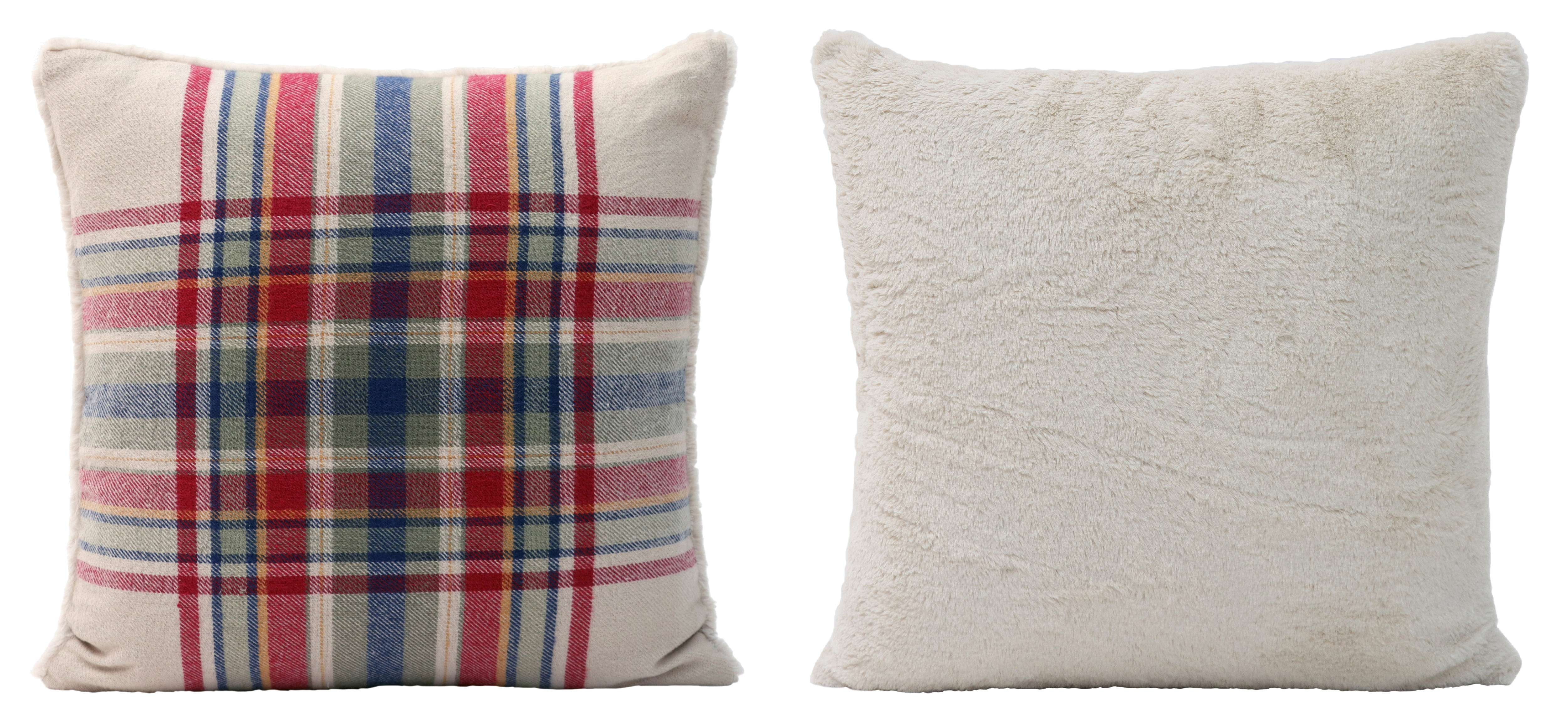 Better Homes & Garden 20"x20" Beige Cozy Tartan Plaid Decorative Throw Pillow