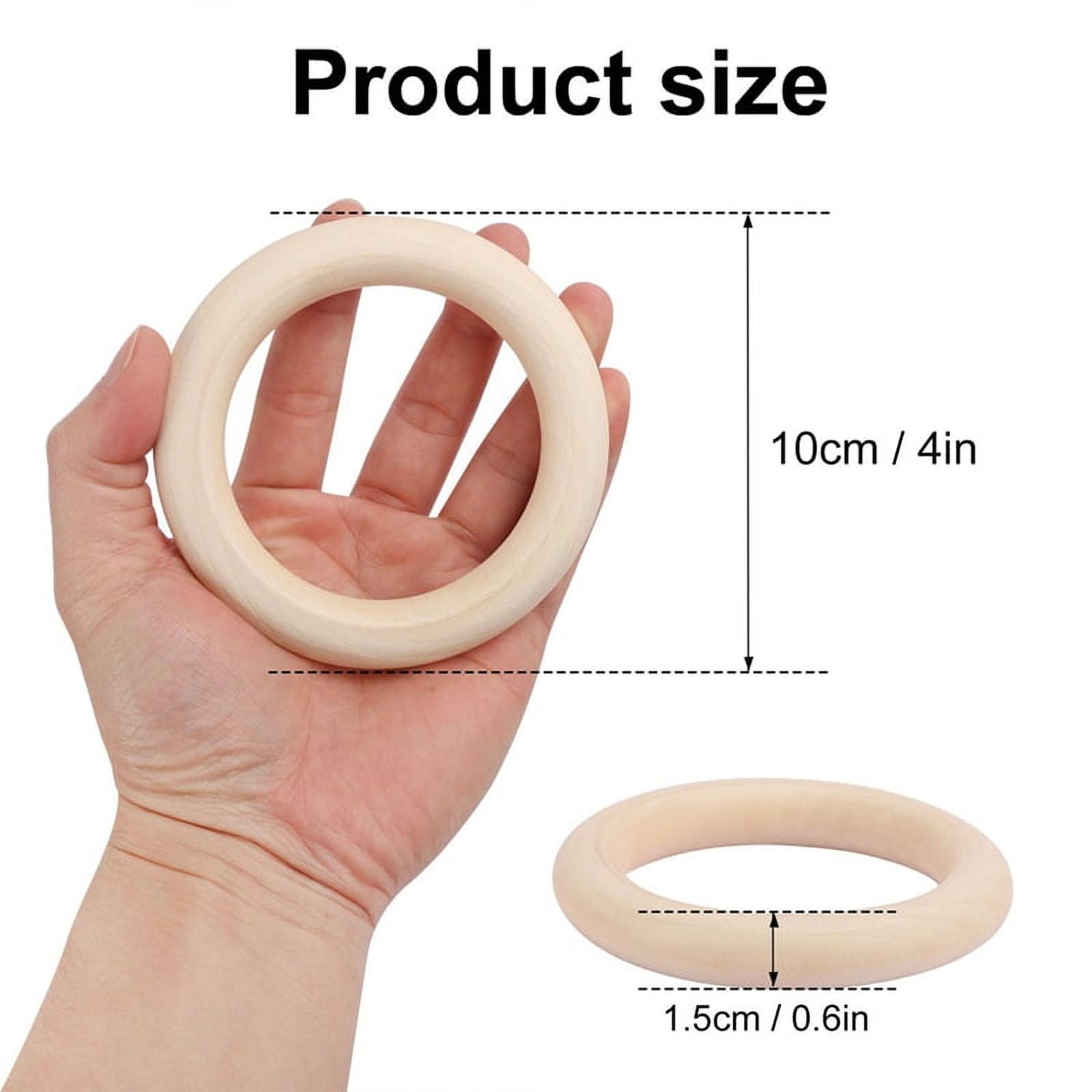 30 Pack Unfinished Wooden Rings Natural 4 Inch Wood Craft Rings for DIY Crafts, Jewelry Making, Macrame & Home Decor