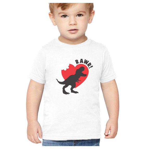 Tstars Boys Unisex Valentine's Day Rawr Dinosaur Kids T Shirt