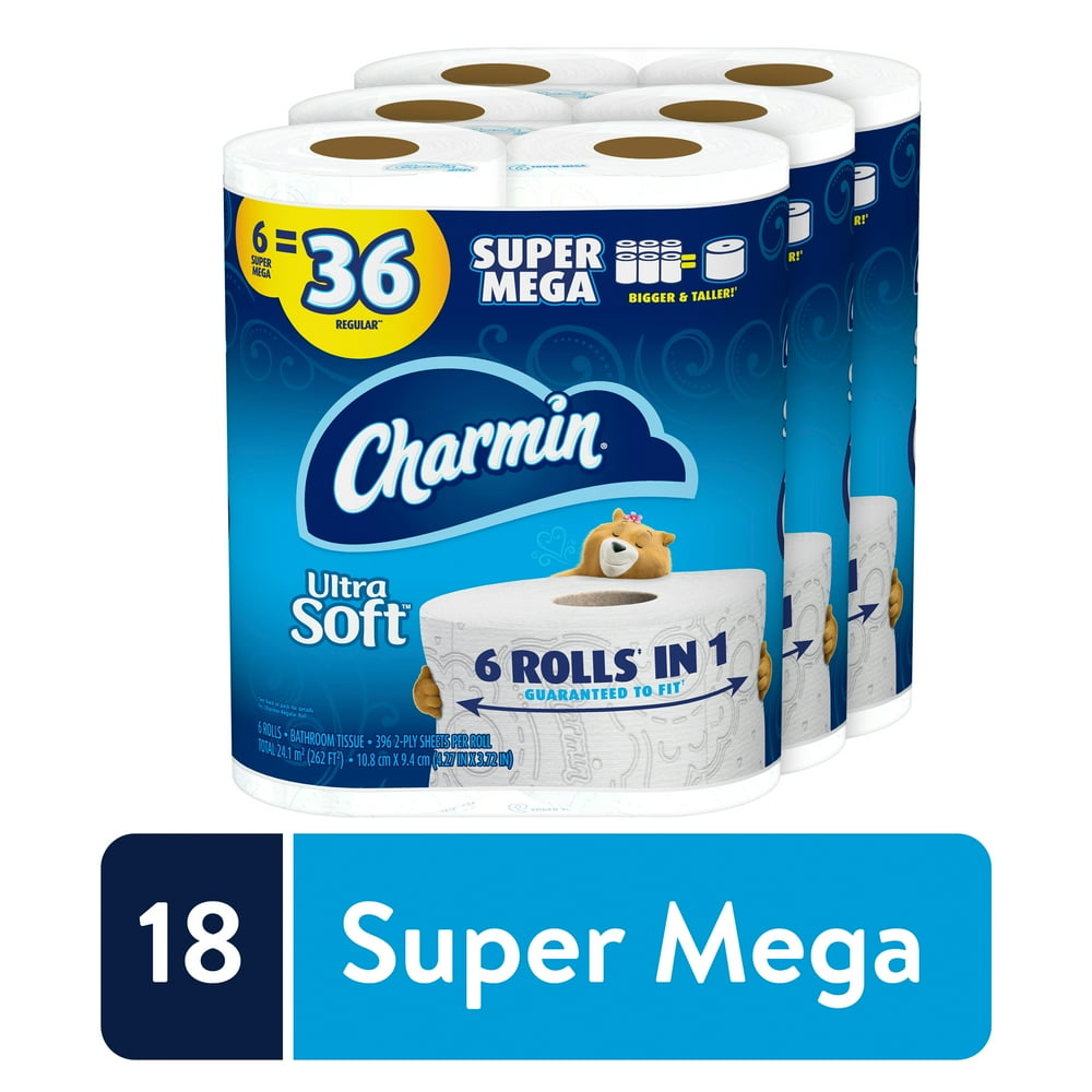 Charmin Ultra Soft Toilet Paper, 18 Super Mega Rolls