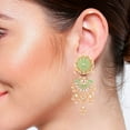 thumbnail image 3 of Efulgenz Indian Jewelry Bollywood Antique Beaded Crystal Kundan Floral Big Dangle Chandelier Earrings Set, Green, 3 of 4