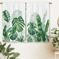 thumbnail image 6 of Tropical Leaves Kitchen Curtains Green Plant Summer Botanical Small Short Cafe Window Curtains Monstera Leaf Palm Tree Bathroom Window Drapes Treatment Tier Curtains 2 Panels (27.5x39 Inch), 6 of 6