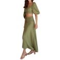 thumbnail image 3 of VISgogo Falda larga ahumada para mujer, falda con abertura de color sólido de cintura alta informal de verano para adultos VISgogo moda, 3 of 6