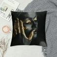 thumbnail image 2 of Nawypu  Throw Pillow Covers Modern Black and Gold Lip Fingers Face African Women Ethnic Tribe Decorative Pillow Cases Home Decor Standard Square Pillowcases, 2 of 5
