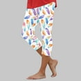 thumbnail image 2 of YDFCWXW Womens Cute Printed High Waisted Cropped Capri Leggings Tummy Control Knee Length Stretch Cropped Yoga Pants Orange, M, 2 of 6