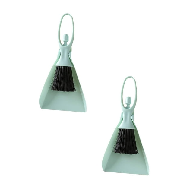 Oleegame 2PC Cleaning Brush Hand And Dustpan Table Keyboard Brush Set Mini Soft Hair Plastic Brush Dustpan For Home Kitchen Green