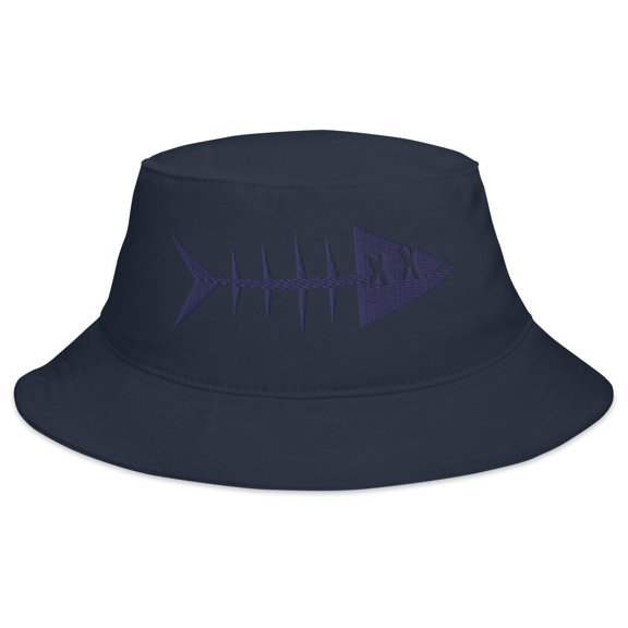 Clishirt Adult Unisex Embroidered Navy Fish Cotton Navy Bucket Hat