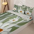 thumbnail image 3 of Erosebridal Boho Minimalist Zipper Twin Comforter Sets with Fitted Sheet and 2 Pillowcases,Daisy Floral Print Zipper Bedding Set,Green Orange White,Grey Reversible, 3 of 6