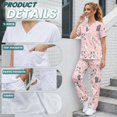 thumbnail image 5 of Yspwyqan Cartoon Cat Scrubs for Women Set Size XL, 2PCS V-Neck Stretchy Scrub Top & Straight Leg Pants, 6 Pockets Breathable Lightweight Medical Nurse Uniforms, 5 of 7