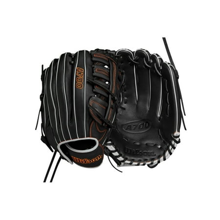 Wilson A700 12.5" Outfield Baseball Glove - Black/Silver/Orange, Right Hand Throw