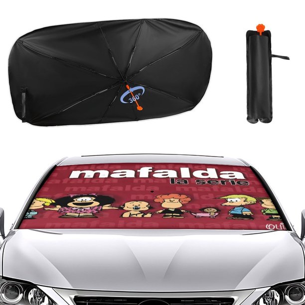 Mafalda Sombrilla Solar para Auto - Protector de Parabrisas Plegable | Cortina Solar Delantero | Bloqueo UV y Aislamiento de Calor 133x73cm