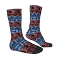 thumbnail image 2 of Goofa Vintage Corn Pattern in Red Blue Printed Men's Crew Socks, Soft Durable Breathable Moisture-Wicking with Odor Control Cotton socks, 2 of 9