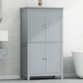 thumbnail image 2 of Bellemave Bathroom Floor Storage Cabinet with 4 Doors and Adjustable Shelf Freestanding Cabinet Multifunctional Small Storage Organizer for Living Room 23.6” x 11.8” x 43.3” (Gray, 4 Doors), 2 of 10