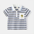 thumbnail image 2 of YTDSCS T-Shirt d'Été pour Garçons, Manches Courtes, Rayé, Col à Revers, Doux, pour 2-12 Ans, 2 of 9