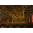 thumbnail image 2 of Giuseppe Borsato 14x11 Gold Ornate Wood Frame and Double Matted Museum Art Print Titled - The Doge Morosini Receives the Command Tab (1838), 2 of 4