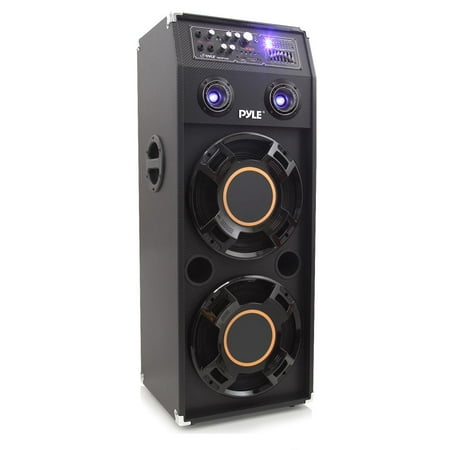 PYLE PSUFM1245A - 1400 Watt Disco Jam Powered Two-Way PA Speaker System w/ USB & SD Readers, FM Radio, 3.5mm AUX Input & DJ Flashing