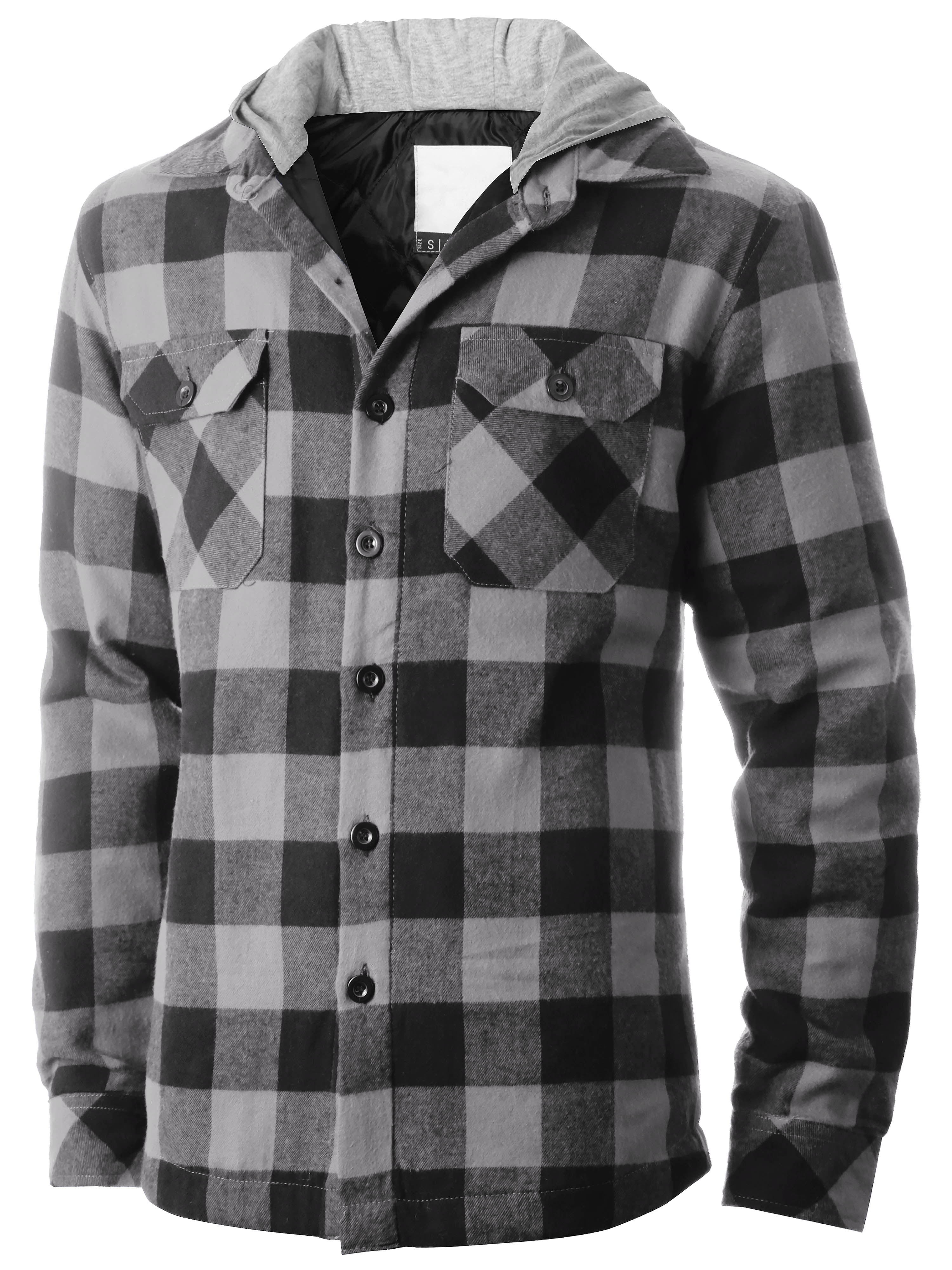 Ma Croix Mens Hooded Flannel Shirts Quilted Plaid Jacket - Walmart.com
