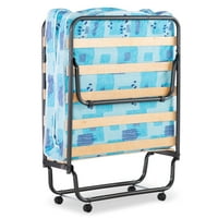 Linon Roma Folding Rollaway Guest Bed with 4" Foam Mattress, Cot